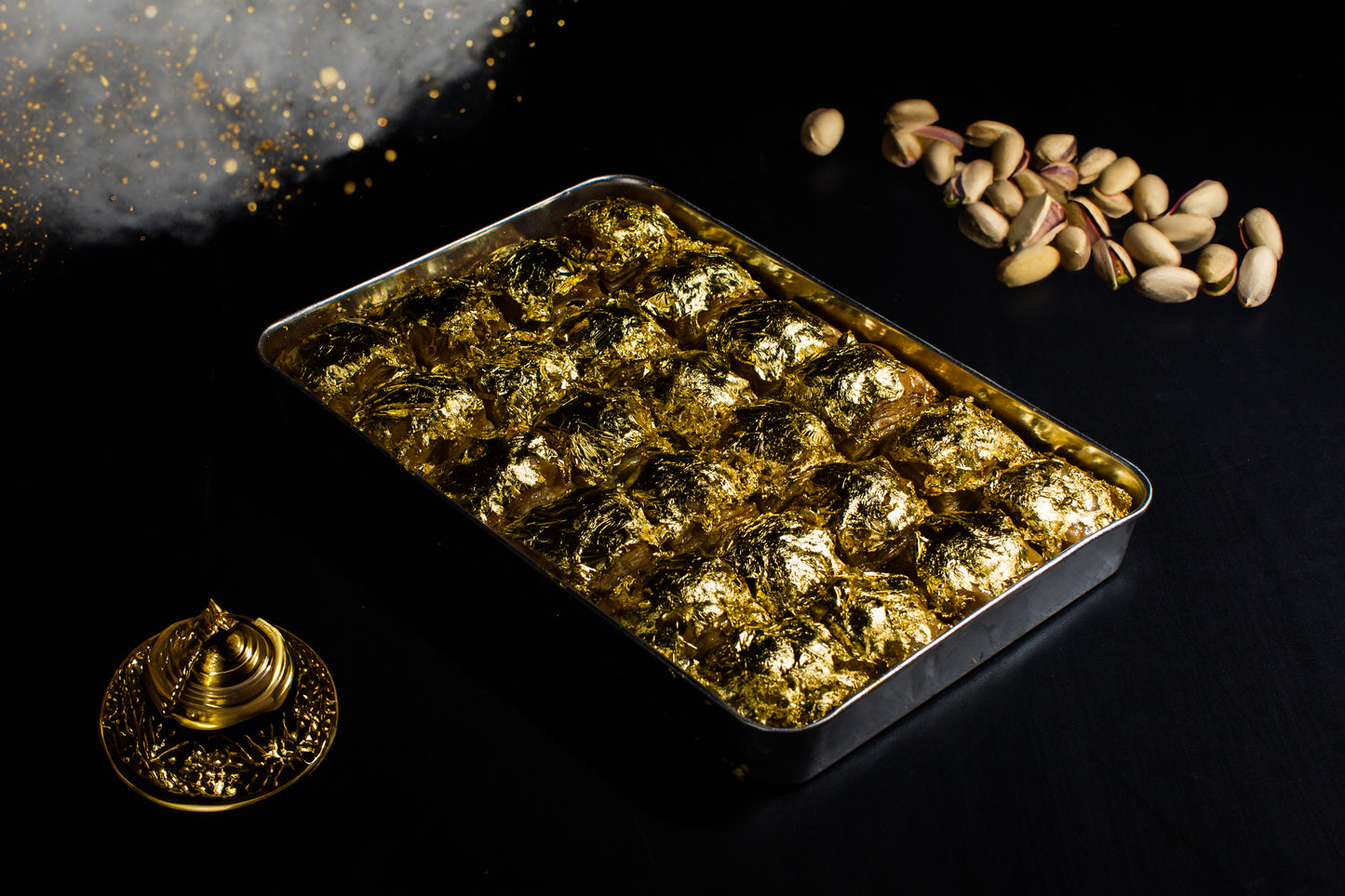 Turkish Baklava with Edible Gold Leaf