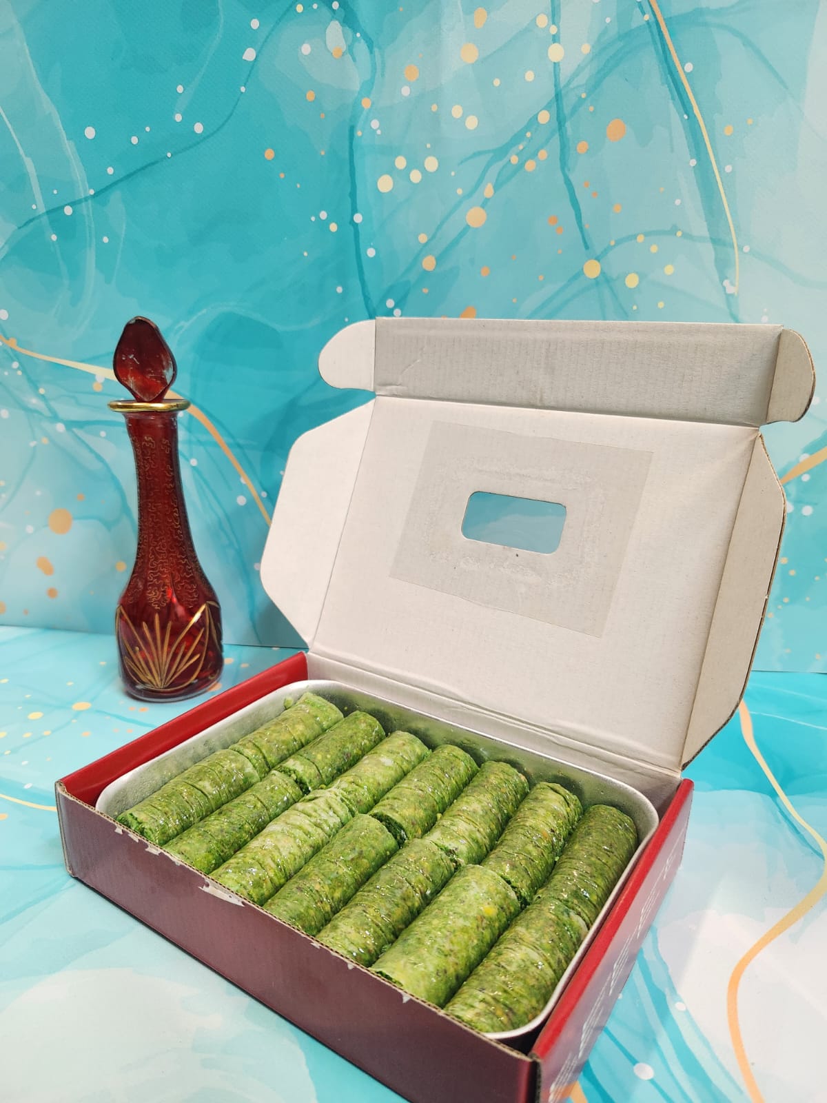 Pistachio Fingers Baklava 14 PCS - AFAMIA BAKERY